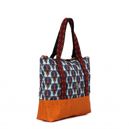 JASMINE midi shopper / orange - cretan blue