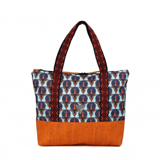 JASMINE midi shopper / orange - cretan blue